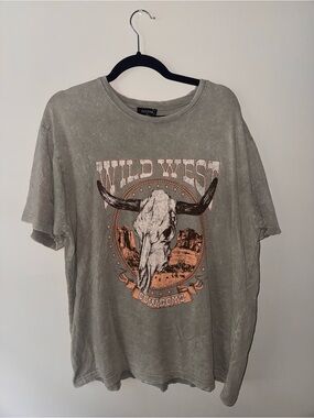 Zutter Wild West Graphic Tee - Washed Sage Green/Gray